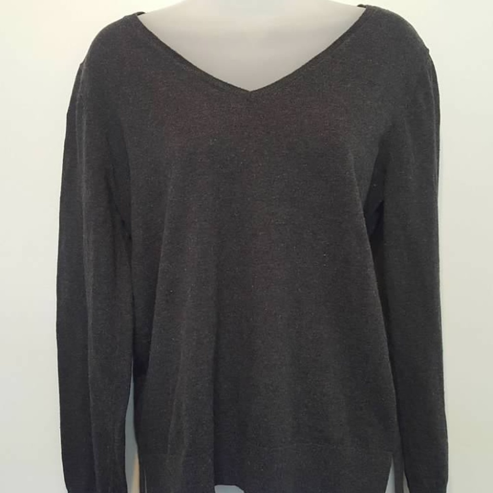 Women's Size L  Loft 100% Cotton Grey Sweater